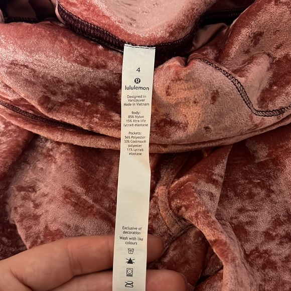 Lululemon leggings. Pink velvet, size 4. - Picture 4 of 7